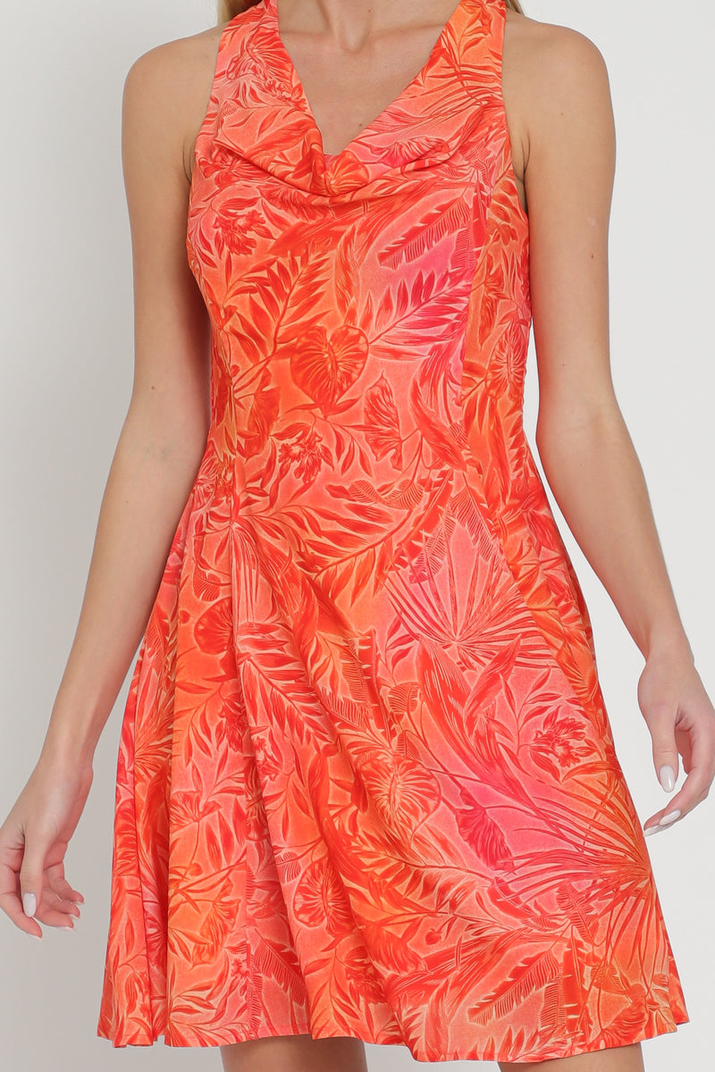 Cowl Neck Tangerine Dress