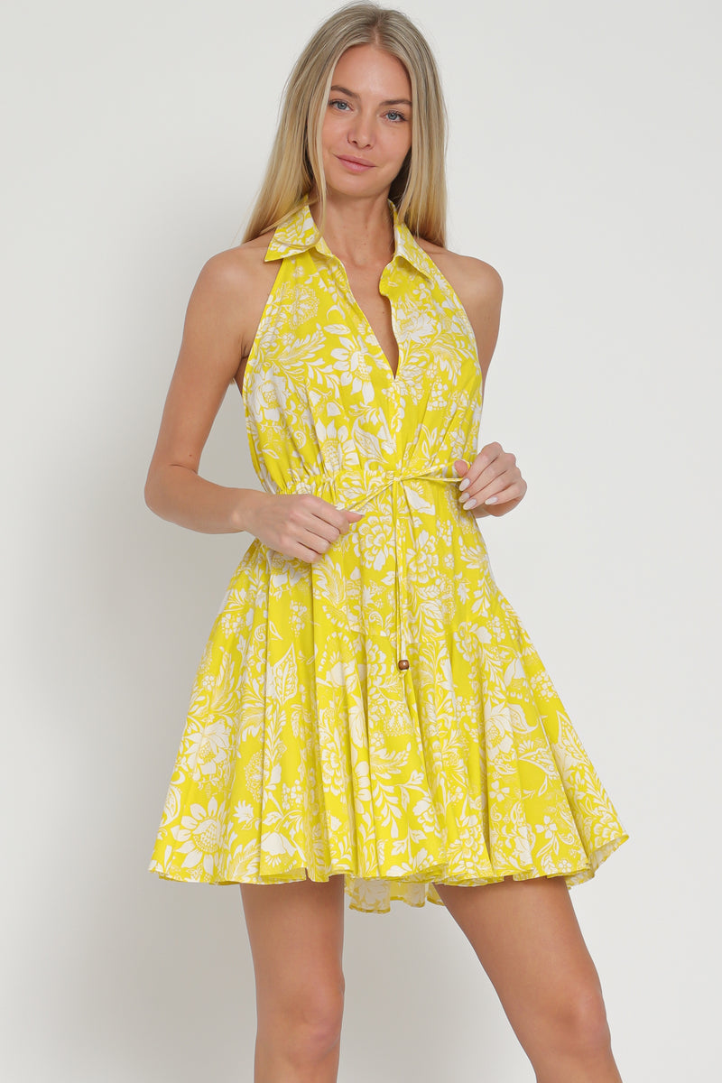 Yellow Halter Mini Dress