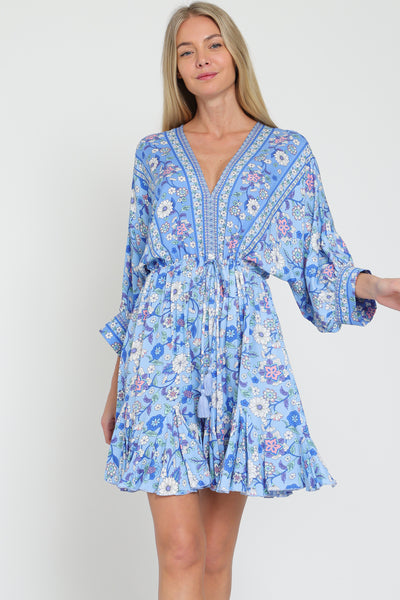 Lt. Blue Dolman Sleeve Mini Dress