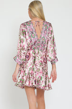 3/4 Dolman Sleeve Print Mini Dress