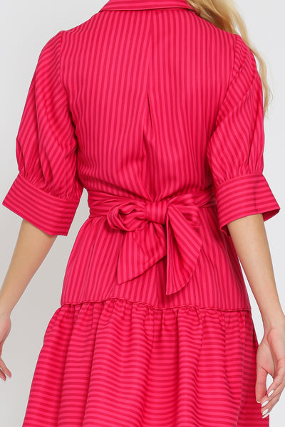 Pink Red Stripe Mini Dress