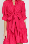 Pink Red Stripe Mini Dress