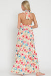 Halter CF Flower Neck Maxi Dress