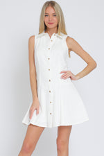 Sleeveless Button Down White Shirt Dress