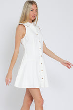 Sleeveless Button Down White Shirt Dress