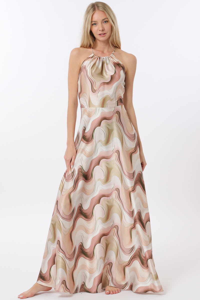 Swirl Halter Maxi Dress