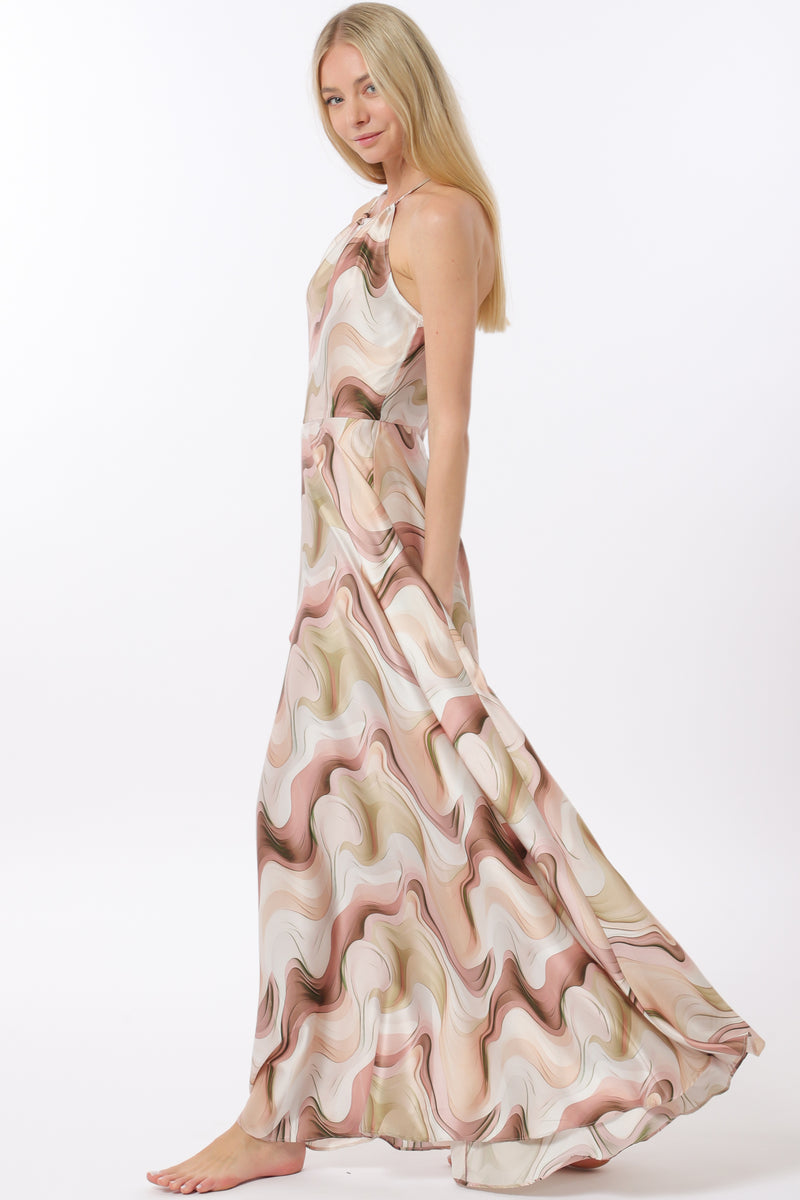 Swirl Halter Maxi Dress