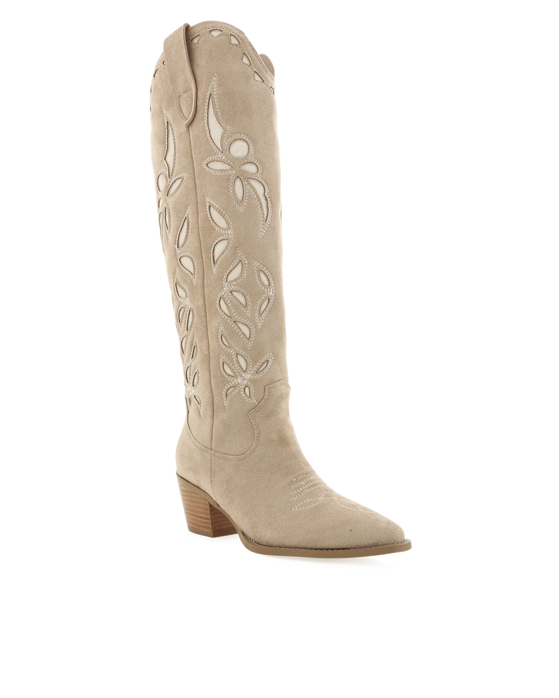 Della Taupe Suede Western Boot