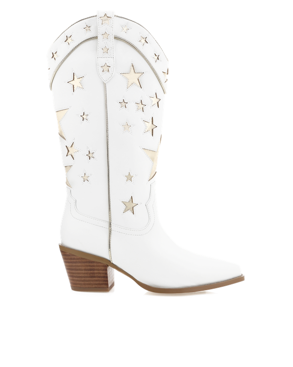 Dollie White Gold Metallic Boots