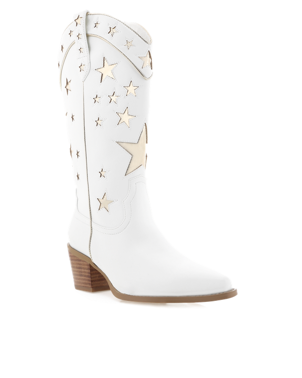 Dollie White Gold Metallic Boots