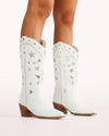 Dollie White Gold Metallic Boots