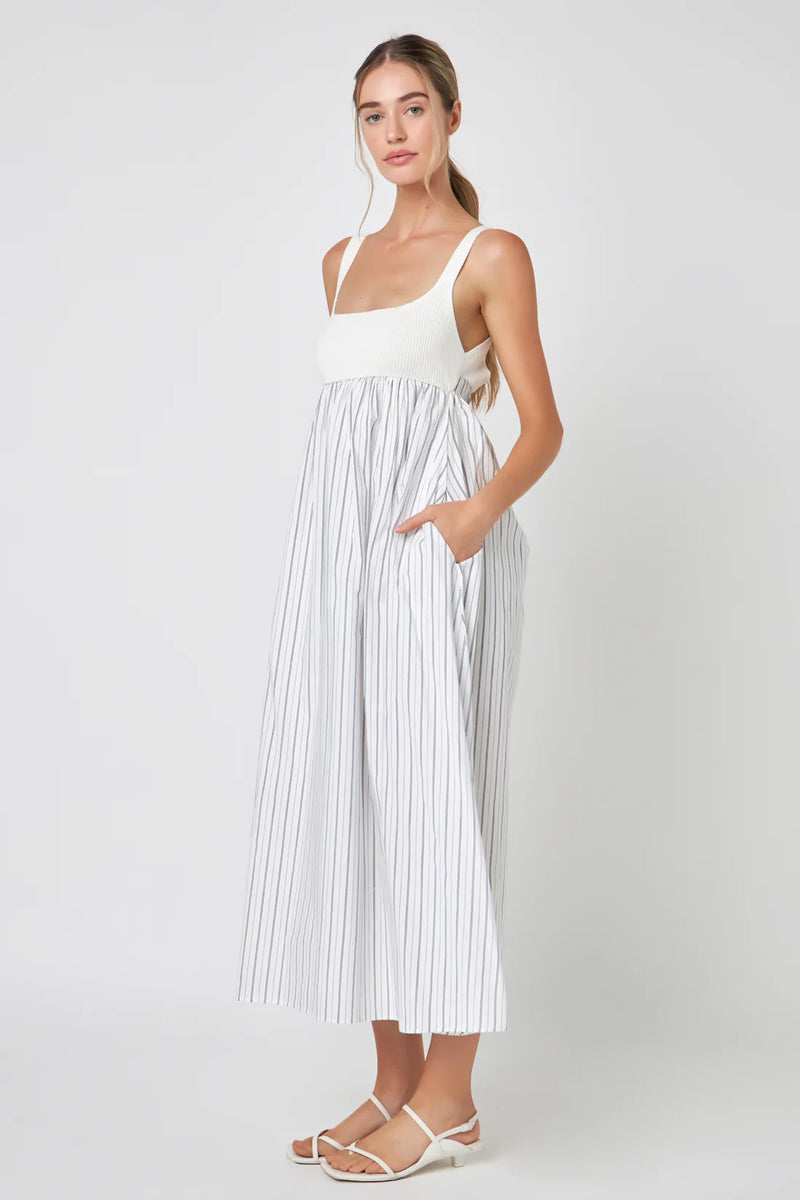 Tie Back Stripe Midi Dress