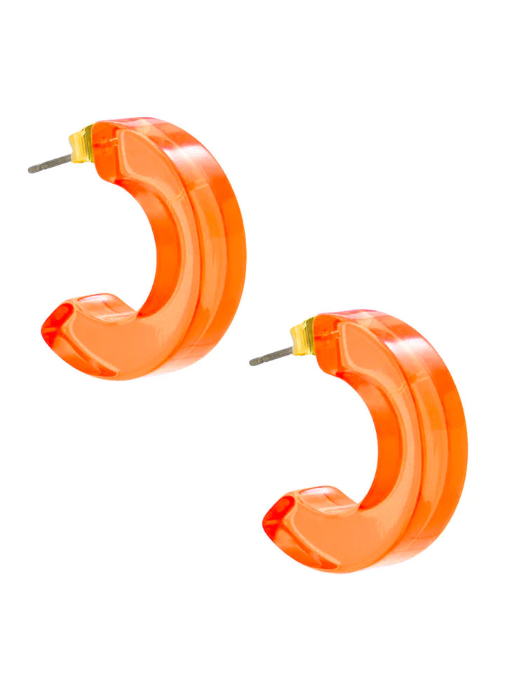 Lucite Chunky Neon Orange Earring
