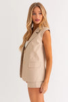 Taupe Sleeveless Blazer