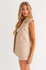 Taupe Sleeveless Blazer