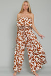 Sand and White Tube Jumpsuit