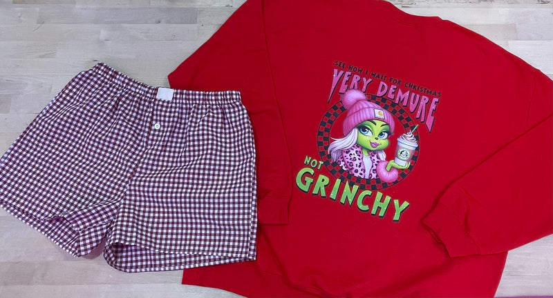 Very Demure Grinch Red Sweatshirt