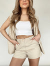 Taupe Sleeveless Blazer