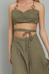 Olive Crop Top and High Waist Wide Leg Set-SIZES MUST MATCH