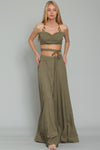 Olive Crop Top and High Waist Wide Leg Set-SIZES MUST MATCH