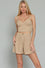 Camel Corset Smocked Top and High Waist Shorts