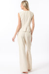 Taupe Sleeveless Top w/ High Waisted Pants Set