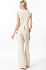 Taupe Sleeveless Top w/ High Waisted Pants Set