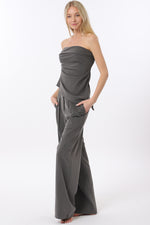 Dark Grey Tube Top and High Waisted Pants Set-SIZES MUST MATCH