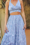 Blue and White Halter w/Maxi Skirt Set-SET SIZES MUST MATCH!