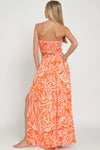 Tangerine/White Smocked Top and Maxi Skirt Set-SIZES MUST MATCH-SET