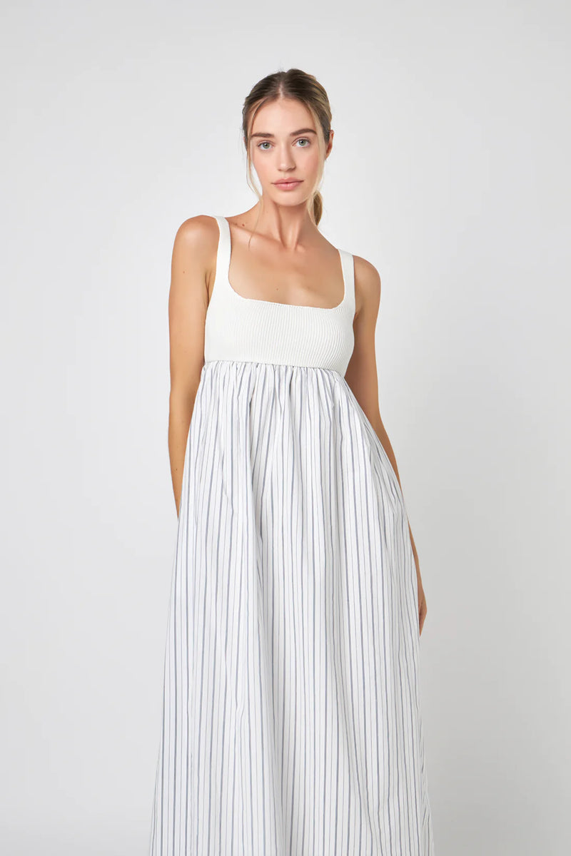 Tie Back Stripe Midi Dress