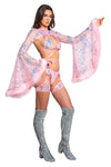 Faux Fur Trimmed Sleeve Shrug