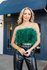 Fancy Feather Crop Tube Top