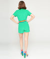 Smak Parlour 1960s Green & Rainbow Belted Romper