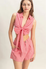 Gingham Tie Top and Shorts Set