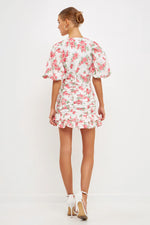 Floral Linen Ruffle Mini Skirt