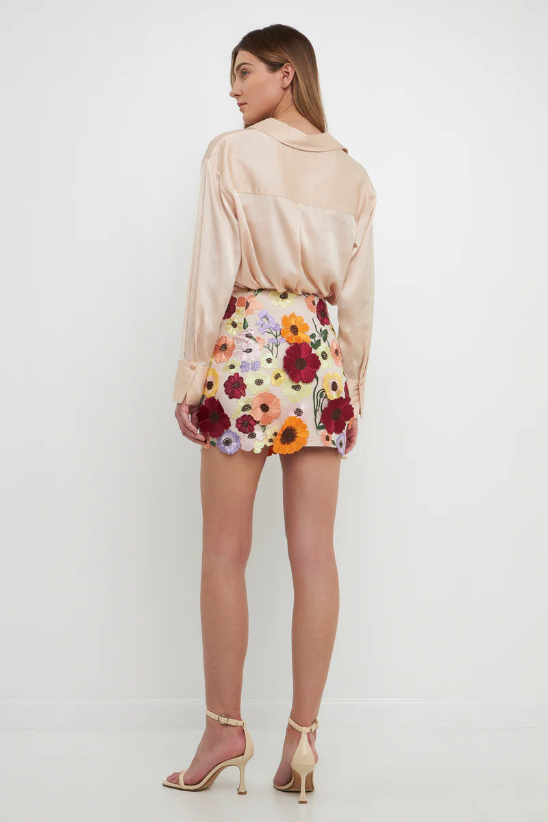 3D Floral Mini Skirt-Final Sale Item