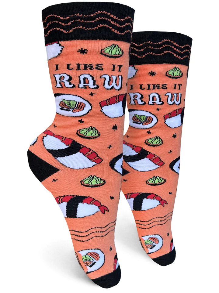 I Like it Raw Womens Crew Socks