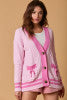 Light Pink Cable Cardigan w/ Bow