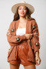 Flower Applique Brown Cardigan