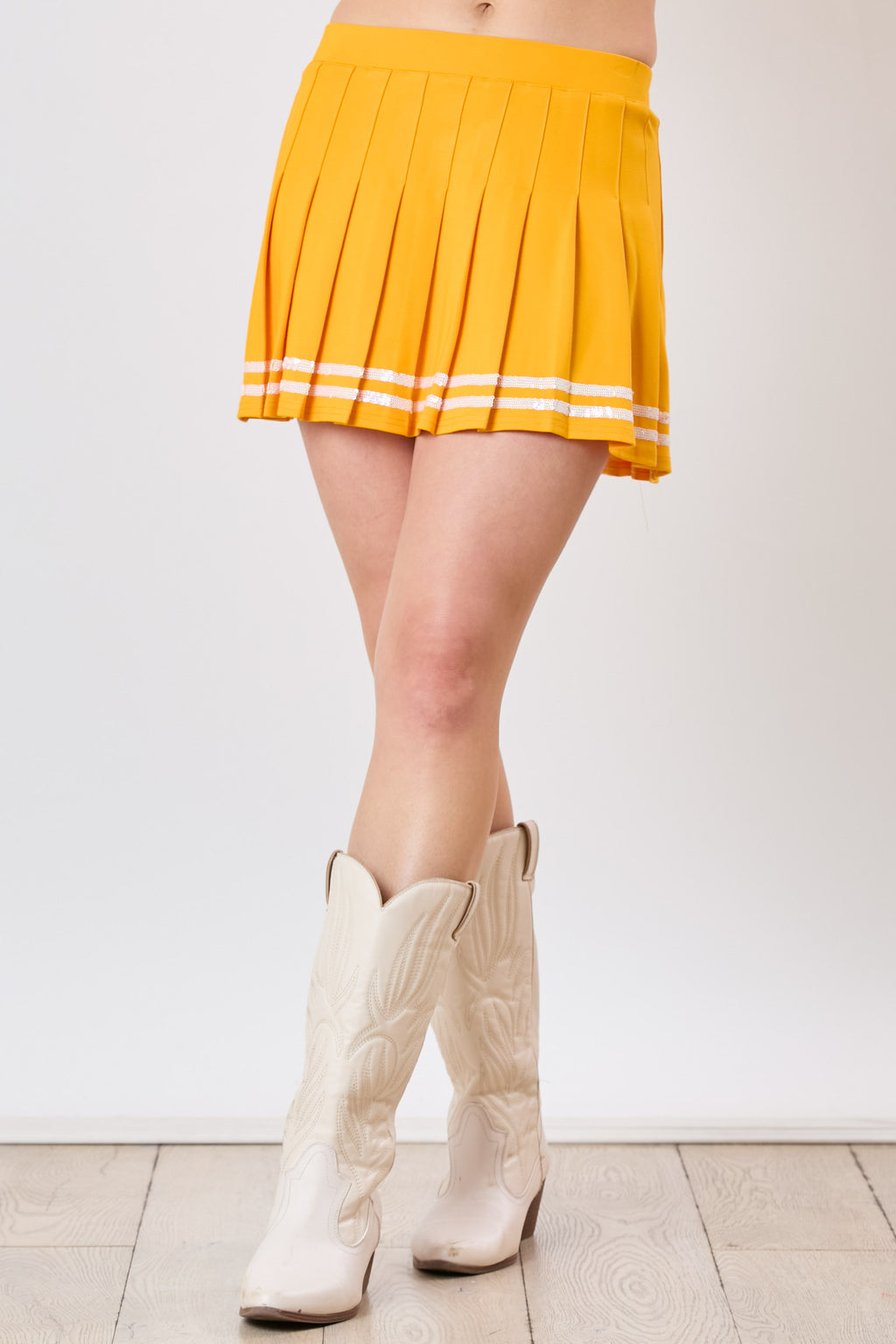 Pleated Skort with Embroidery Sequin Stripes