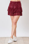 Maroon Sequin Mini Skirt