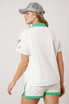 Golf Embroidered Collar Short Sleeve Top