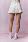 Gingham Floral Print Patchwork Lap Sporty Mini Skirt