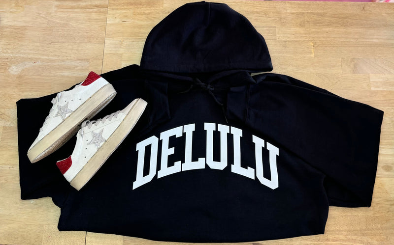 Delulu Black Hoodie