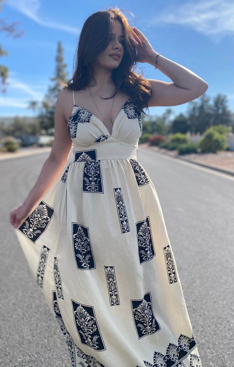 Ivory w/ Black Maxi Dress