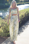Tie Shoulder Crop Top and Wide Legs Pant Set