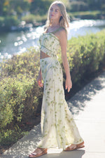 Tie Shoulder Crop Top and Wide Legs Pant Set