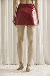 Dark Red Fitted Mini Skirt