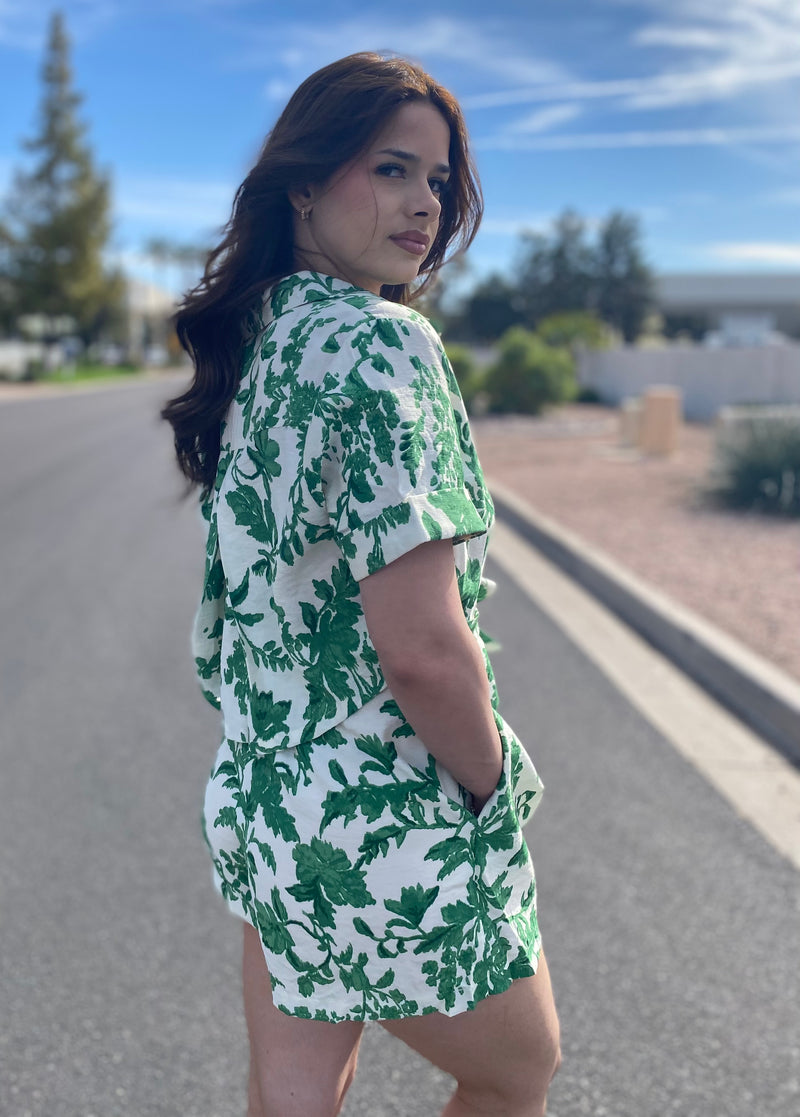 Green and White Romper